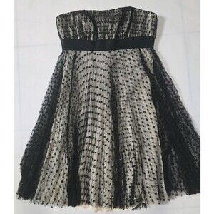 Carmen Marc Valvo Illusion Black Mesh Strapless Dress. Size 4 Nude and Black